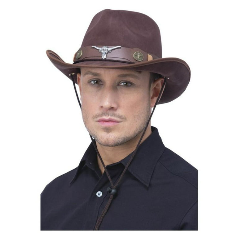 Brown Mock Leather Western Cowboy Hat Adult Brown Mock Leather Western Cowboy Hat Adult
