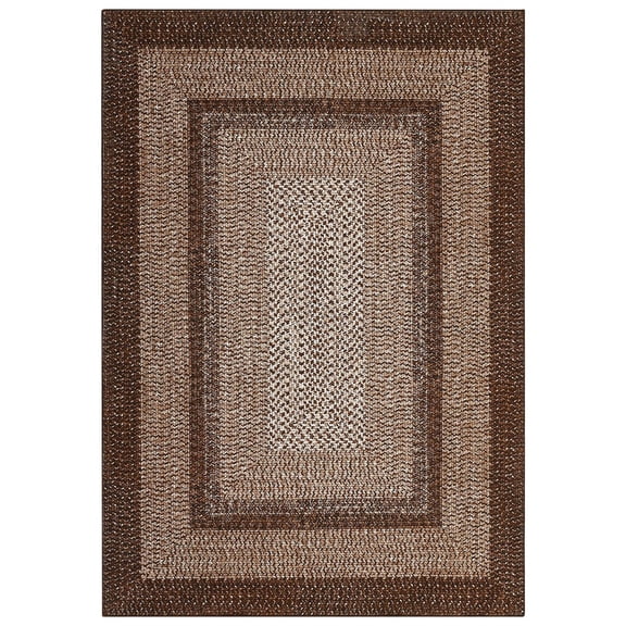 Brown Modern 2 x 10(ft) Rectangular Indoor Soft Non Slip Washable Bordered Geometric Runner Rug