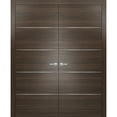 thumbnail image 1 of Brown Modern French Doors 72 x 84 with Moldings, 1 of 6