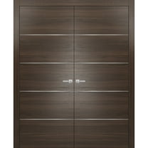 Brown Modern French Doors 72 x 96 with Moldings