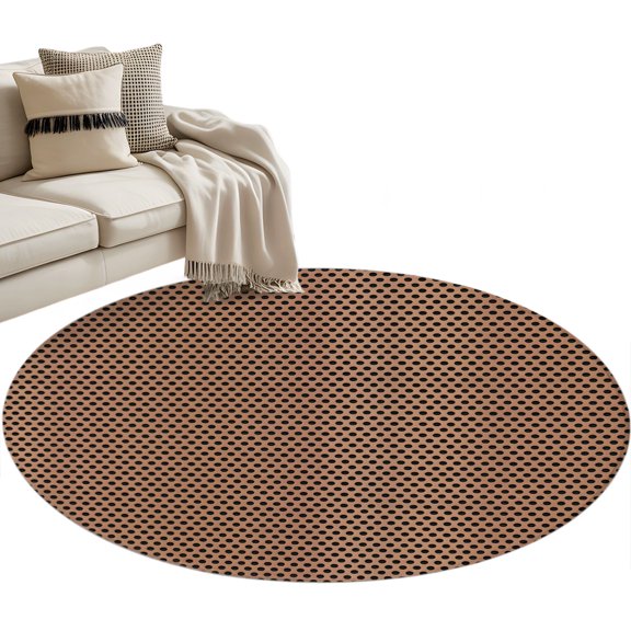 Brown Modern Geometric Round Rug 3ft Washable Circle Entryway Rugs Non Slip Polka Dots Circles Abstract Area Rug Indoor Floor Carpet for Bedroom Kitchen Living Room Home Office Dining Room Nursery