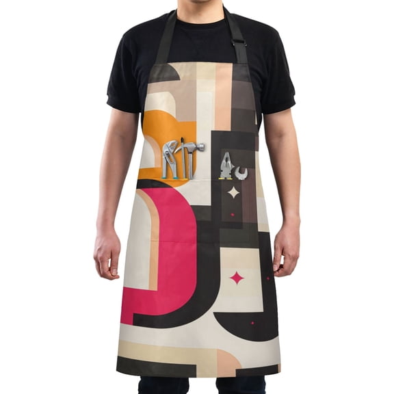 Brown Modernist Design Chef Kitchen Apron with Pockets for Women Waterproof Aprons for Cooking Baking