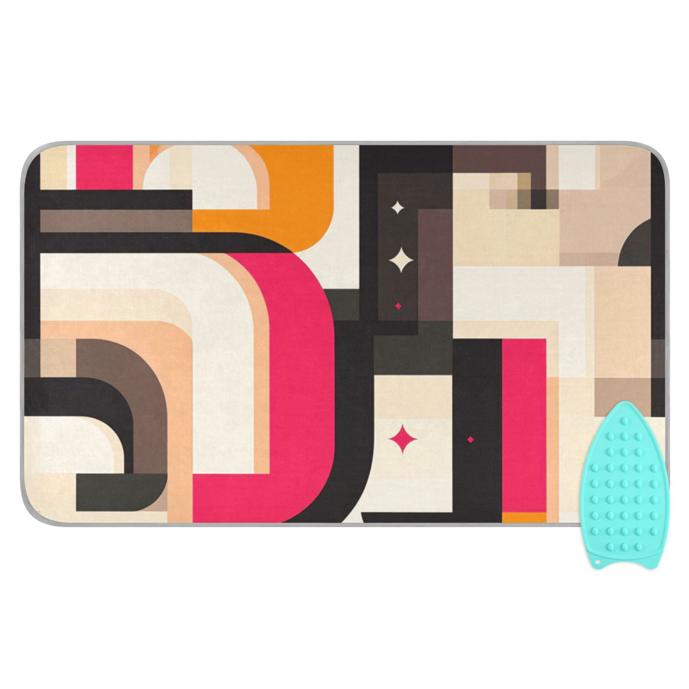 Brown Modernist Design Ironing Mat Blanket for Table Top Travel Portable Ironing Board Pad 47.2x27.6 Inch