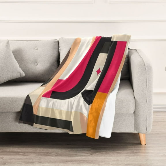 Brown Modernist Design Throw Blanket 60" x 90" Soft and Warm Blankets for Couch Sofa and Bed