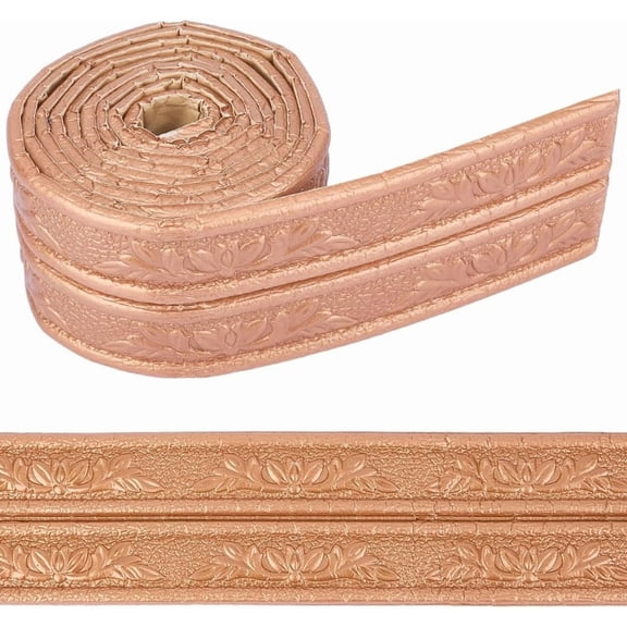 Brown Molding Trim Flexible 7.55Ftx3.15In Self Adhesive XPE Peel and Stick 3D Printing Vintage Wallpaper Border Wall Edging for Baseboard Mirror Border Wall Lines Hotel DIY Decoration 1pc