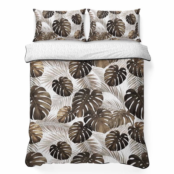 Black Tulip Blossoms 3 Piece Quilt Bedding Set with 2 Pillow Shams ...