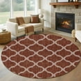 thumbnail image 1 of Brown Moroccan 6ft Round Rugs, Morocco Abstract Quatrefoil Geometric Washable Non-Slip Area Rugs for Living Room Bedroom Kitchen, Soft Low Pile Dining Room Kicthen Circle Carpet, Indoor Floor Rug, 1 of 9