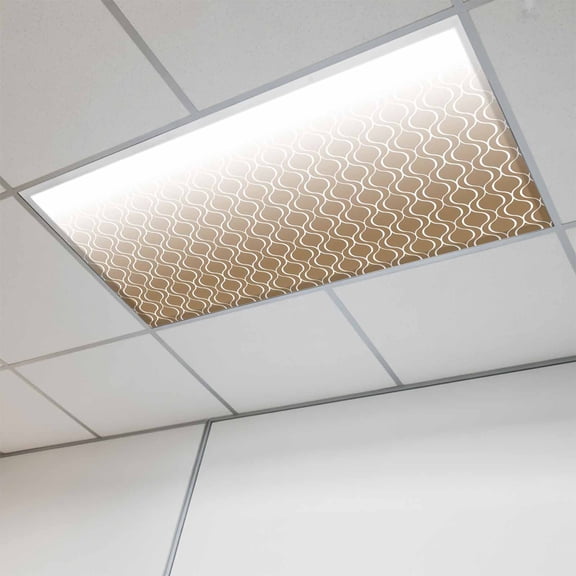 Brown Moroccan Abstract Magnetic Fluorescent Light Covers for Ceiling Lights 2x4Ft, Geometric Gradient Modern Art Office Classroom Kitchen Drop Ceiling Light Covers Lighting Filters Shade Panel 1Pack