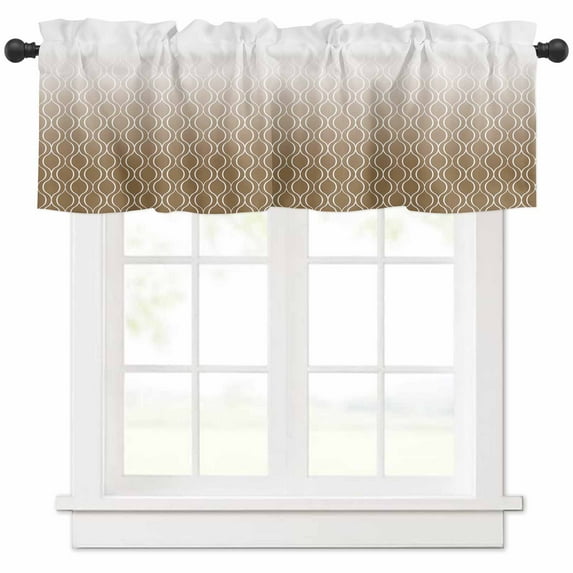 Brown Moroccan Abstract Valances for Windows Farmhouse Kitchen Curtains Valances Rod Pocket Valance Curtains for Kitchen Windows Geometric Gradient Modern Art Window Valances for Bathroom 60"x18"