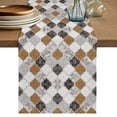 Brown Moroccan Plaid Table Runner, Modern Abstract Exotic Geometric — free download
