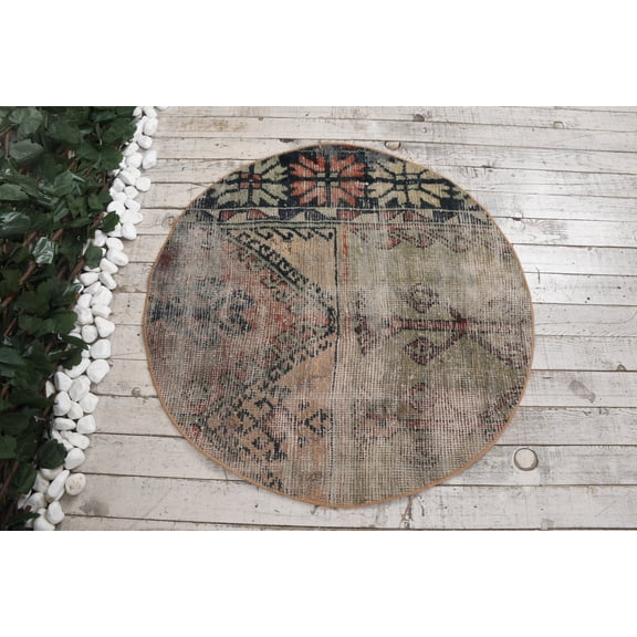 Brown Moroccan Rug, 3.1x3.1 ft Small Rugs, Turkish Rug, Rugs For Nursery, Vintage Rug, Oushak Rugs, Outdoor Bathroom Rug