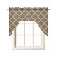 thumbnail image 1 of Brown Moroccan Swag Valances for Windows, Small Curtains Drapes, Morocco Retro Abstract Quatrefoil Plaid Kitchen Window Curtains Over Sink Window Treatment Valance for Bedroom/Bathroom 56"x36", 1 of 5