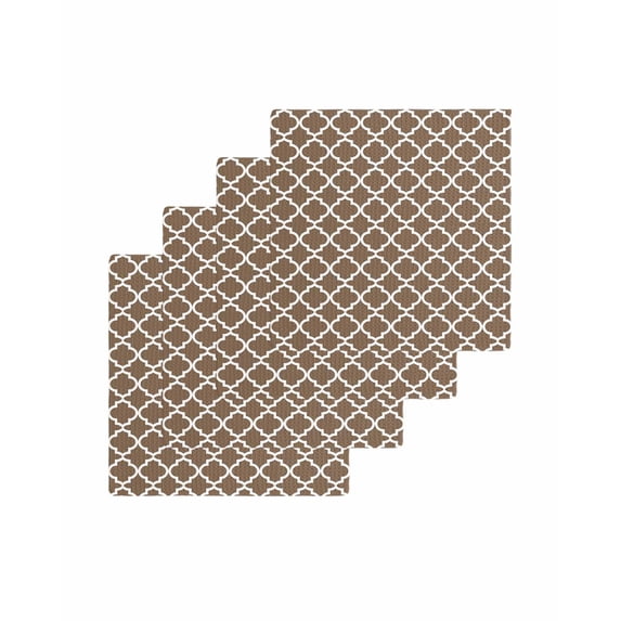 Brown Moroccon Kitchen Dish Towels for Drying Dishes Set of 4, Retro Country Minimalist Abstract Motifs Waffle Weave Microfiber Terry Hand Tea Bathroom Towels Quick Dry & Absorbent Towel 12x12