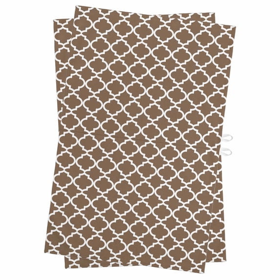 Brown Moroccon Kitchen Towels Set of 2, Water Absorbent Dish Towel, Retro Country Minimalist Abstract Motifs Decorative Hand Towels - Quick Drying Cloth for Cooking Baking, 18x28 Inch