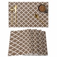 thumbnail image 1 of Brown Moroccon Placemats Set of 6 Retro Country Minimalist Abstract Motifs Place Mats Indoor Wipeable Table Mats Washable Cloth Dining Table Placemats for Kitchen Holiday Party Home Decor 13x19 Inch, 1 of 9