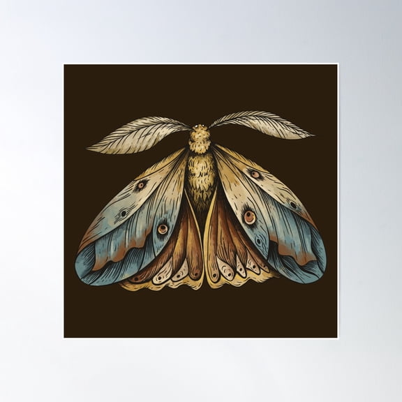 Brown Moth - Goblincore Aesthetic Forestcore Butterfly Insect Forest Grunge Fairy Goblin Core Poster Wall Art, Modern Wall Decor, 16x16 UNFRAMED