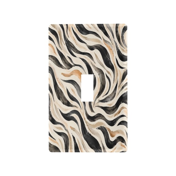 Brown Motion Wave Pattern Decorative Wall Plate, Flame Retardant PC Plastic Light Switch & Outlet Cover with Mounting Screws Fits Toggle Switch