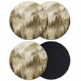 thumbnail image 1 of Brown Mountain Coasters Set of 4, Absorbent Coasters for Drinks, Misty Forest Nature Woodland Pine Tree Landscape Coaster for Desk Coffee Table Protection, Home Decor House Warming Gifts 4", 1 of 8