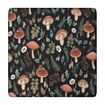 thumbnail image 1 of Brown Mushroom Daisy Black Pattern Square Fitted Tablecloth with Elastic Edge,Square Table Cover,Washable Elastic Table Cover for Home Kitchen Party Decor 34"x34", 1 of 6