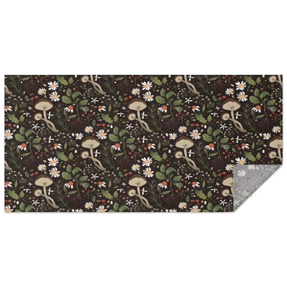 Brown Mushroom Daisy Dark Pattern Rectangle Tablecloth 60"x120",Waterproof Polyester Rectangle Table Cloth, Wipeable Spillproof Polyester Tablecloth for Dining, Camping, Indoor and Outdoor