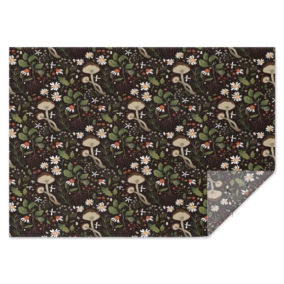 Brown Mushroom Daisy Dark Pattern Rectangle Tablecloth 60"x84",Waterproof Polyester Rectangle Table Cloth, Wipeable Spillproof Polyester Tablecloth for Dining, Camping, Indoor and Outdoor