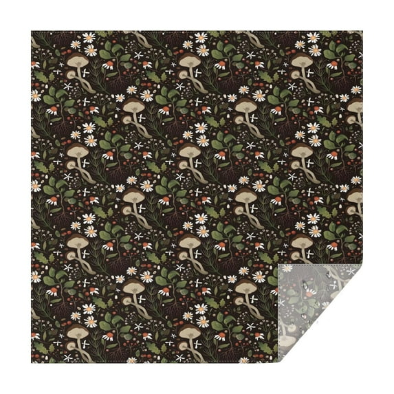 Brown Mushroom Daisy Dark Pattern Square Tablecloth,Waterproof Square Table Cover,Wipeable Spillproof Washable Table Cover for Home Kitchen Party Decor 42"X42"(107x107cm)