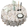 thumbnail image 1 of Brown Mushroom Fern Light Pattern Round Tablecloth 60"x60",Wrinkle Wipeable Table Cloth for Kitchen Dining Room Picnic Patio Party, 1 of 6