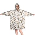 thumbnail image 1 of Brown Mushroom Fern Light Pattern Wearable Oversized Blanket,Wearable Blanket Hoodie for Adults,Cozy Hooded Blankets with Super Pockets,Super Warm Fuzzy Pullover for Women & Men, 1 of 6