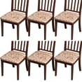 thumbnail image 1 of Brown Mushroom Flower Beige Pattern Seat Covers for Dining Room Chairs Set Of 4,Stretch Printed Washable Chair Seat Cover with Elastic Ties and Button,Removable Waterproof Couch Cushion Covers, 1 of 6