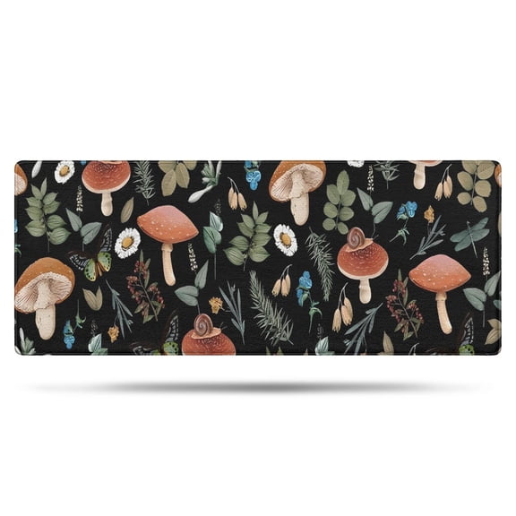 Brown Mushroom Flower Black Pattern Bathroom Rugs Mat,Non Slip Microfiber Bathroom Rug,Rubber Backing,Soft Bathroom Mats for Bathroom Floor,Tub and Shower,60x24in(150x60cm)