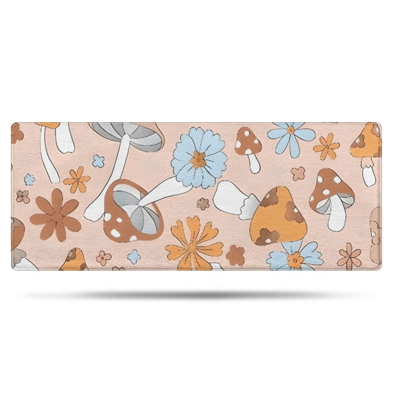 Brown Mushroom Flower Light Pattern Bathroom Rugs Mat,Non Slip Microfiber Bathroom Rug,Rubber Backing,Soft Bathroom Mats for Bathroom Floor,Tub and Shower,60x24in(150x60cm)