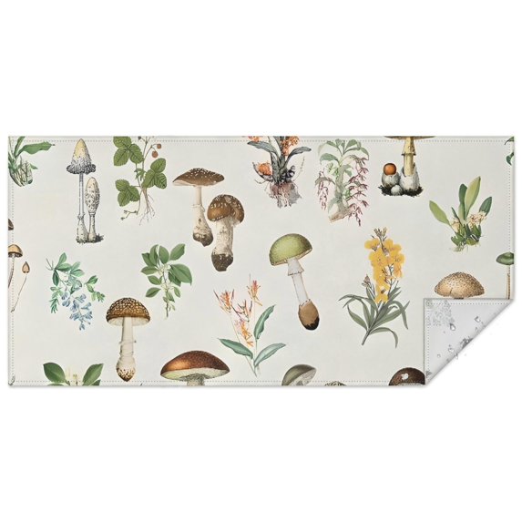 Brown Mushroom Flower Light Pattern Rectangle Tablecloth 60"x120",Waterproof Polyester Rectangle Table Cloth, Wipeable Spillproof Polyester Tablecloth for Dining, Camping, Indoor and Outdoor