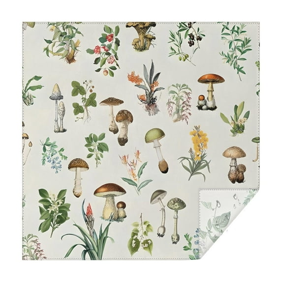 Brown Mushroom Flower Light Pattern Square Tablecloth,Waterproof Square Table Cover,Wipeable Spillproof Washable Table Cover for Home Kitchen Party Decor 52"x52"(132x132cm)