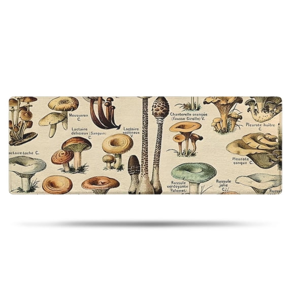 Brown Mushroom Label Light Pattern Bathroom Rugs Mat,Non Slip Microfiber Bathroom Rug,Rubber Backing,Soft Bathroom Mats for Bathroom Floor,Tub and Shower,47x17in(120x43cm)