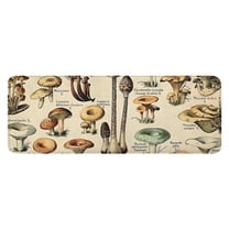Brown Mushroom Label Light Pattern Kitchen Rug Mat,Kitchen Runner Rugs Non Skid Washable,Decorative Kitchen Floor Mats for Kitchen,Sink,Laundry,17"x47.2"