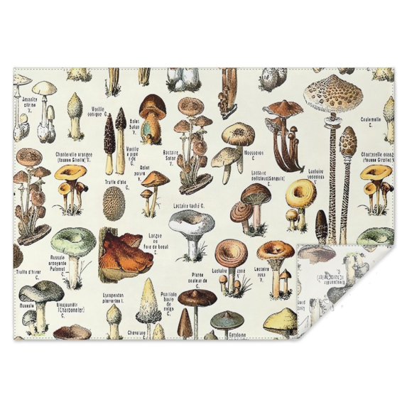 Brown Mushroom Label Light Pattern Rectangle Tablecloth 60"x84",Waterproof Polyester Rectangle Table Cloth, Wipeable Spillproof Polyester Tablecloth for Dining, Camping, Indoor and Outdoor