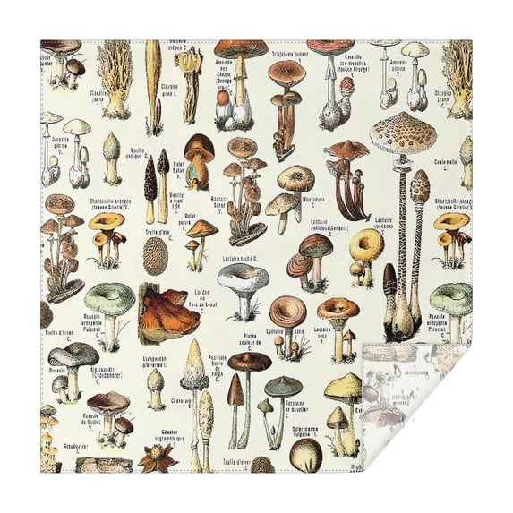 Brown Mushroom Label Light Pattern Square Tablecloth,Waterproof Square Table Cover,Wipeable Spillproof Washable Table Cover for Home Kitchen Party Decor 42"X42"(107x107cm)