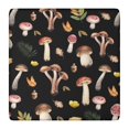 thumbnail image 1 of Brown Mushroom Leaf Black Pattern Square Fitted Tablecloth with Elastic Edge,Square Table Cover,Washable Elastic Table Cover for Home Kitchen Party Decor 36"x36", 1 of 6