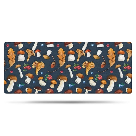 Brown Mushroom Leaf Dark Blue Pattern Bathroom Rugs Mat,Non Slip Microfiber Bathroom Rug,Rubber Backing,Soft Bathroom Mats for Bathroom Floor,Tub and Shower,60x24in(150x60cm)
