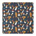 thumbnail image 1 of Brown Mushroom Leaf Dark Blue Pattern Square Fitted Tablecloth with Elastic Edge,Square Table Cover,Washable Elastic Table Cover for Home Kitchen Party Decor 36"x36", 1 of 6