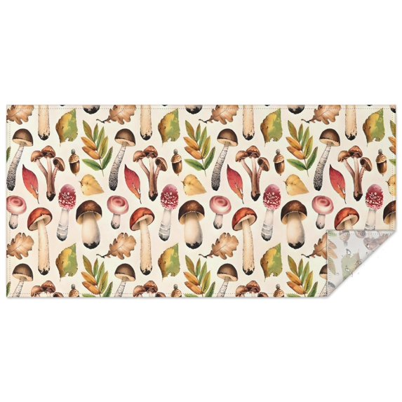 Brown Mushroom Leaf Light Pattern Rectangle Tablecloth 60"x120",Waterproof Polyester Rectangle Table Cloth, Wipeable Spillproof Polyester Tablecloth for Dining, Camping, Indoor and Outdoor