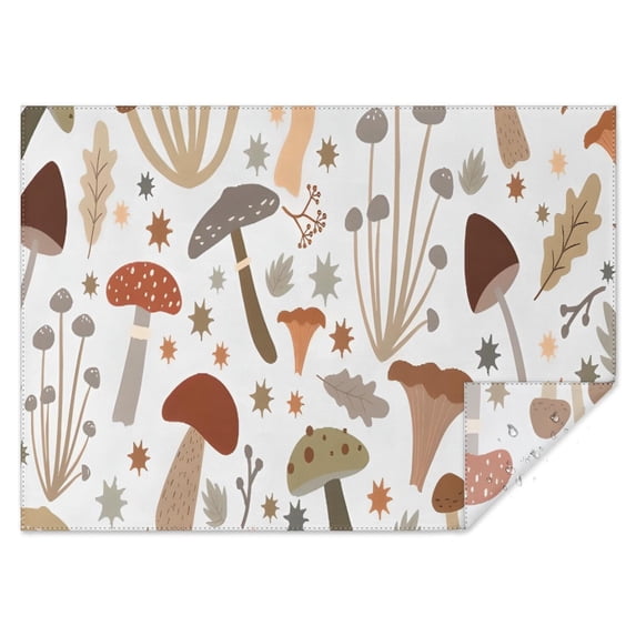 Brown Mushroom Leaf Light Pattern Rectangle Tablecloth 60"x84",Waterproof Polyester Rectangle Table Cloth, Wipeable Spillproof Polyester Tablecloth for Dining, Camping, Indoor and Outdoor