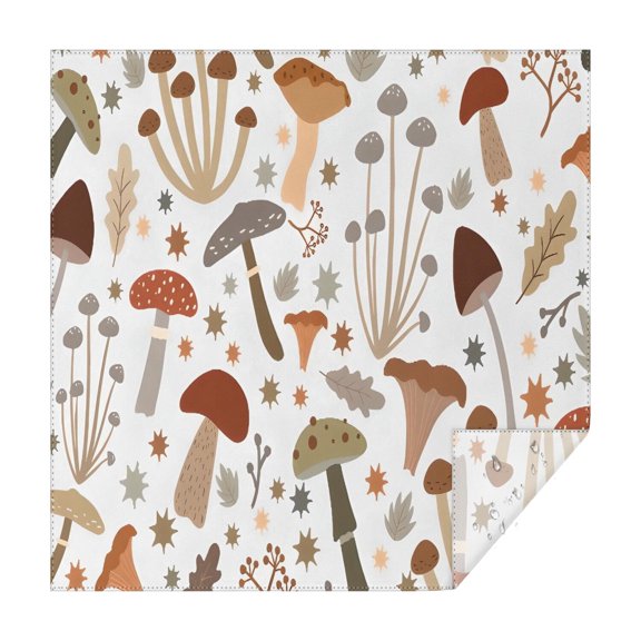 Brown Mushroom Leaf Light Pattern Square Tablecloth,Waterproof Square Table Cover,Wipeable Spillproof Washable Table Cover for Home Kitchen Party Decor 42"X42"(107x107cm)