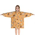 thumbnail image 1 of Brown Mushroom Leaf Orange Pattern Blanket Hoodies for Kids 6-13YR Oversize Wearable Blanket Hoodies for Boys Girls Teens, 1 of 7