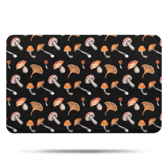 Brown Mushroom Pattern Black Pattern Bathroom Rugs Mat,Non Slip Microfiber Bathroom Rug,Rubber Backing,Soft Bathroom Mats for Bathroom Floor,Tub and Shower,17x27in(43x68cm)