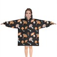 thumbnail image 1 of Brown Mushroom Pattern Black Pattern Blanket Hoodies for Kids 6-13YR Oversize Wearable Blanket Hoodies for Boys Girls Teens, 1 of 7