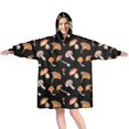 thumbnail image 1 of Brown Mushroom Pattern Black Pattern Wearable Oversized Blanket,Wearable Blanket Hoodie for Adults,Cozy Hooded Blankets with Super Pockets,Super Warm Fuzzy Pullover for Women & Men, 1 of 6