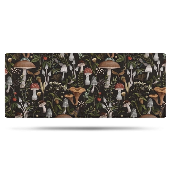 Brown Mushroom Plant Black Pattern Bathroom Rugs Mat,Non Slip Microfiber Bathroom Rug,Rubber Backing,Soft Bathroom Mats for Bathroom Floor,Tub and Shower,60x24in(150x60cm)