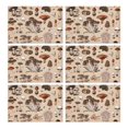 thumbnail image 1 of Brown Mushroom Specimen Beige Pattern Summer Placemats Table Placemats Set Of 6-Linen Kitchen Washable Placemats Table Mats 11.8"x17.7" Non-Slip Heat Resistant, 1 of 5