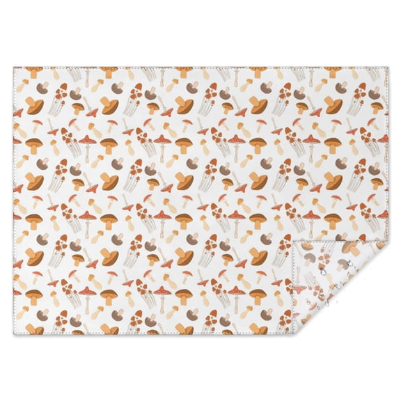 Brown Mushroom White Pattern Rectangle Tablecloth 60"x84",Waterproof Polyester Rectangle Table Cloth, Wipeable Spillproof Polyester Tablecloth for Dining, Camping, Indoor and Outdoor